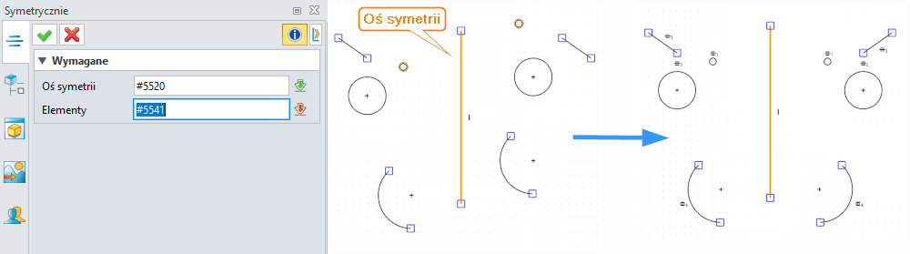 Szkic symetrycznie ZW3D - panel