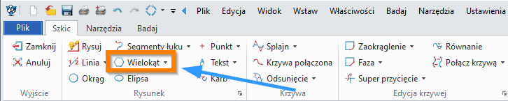 Szkic ZW3D - wielokąt wstążka