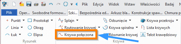 Szkic3D ZW3D Krzywa połączona wstążka