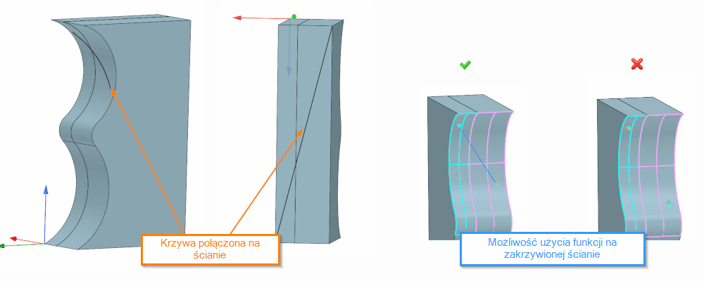 Szkic3D Krzywa połączona na ścianie ZW3D Opcje