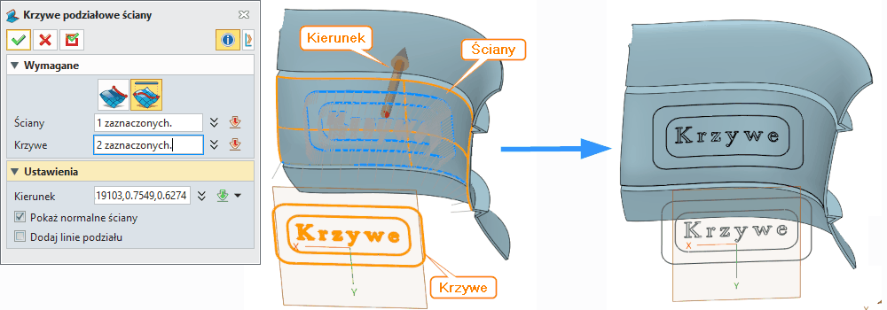 Szkic3D Krzywe graniczne powierzchni ZW3D Opcje