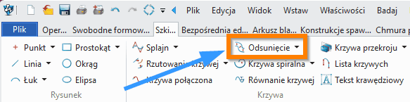 Szkic3D Odsuniecie ZW3D wstążka
