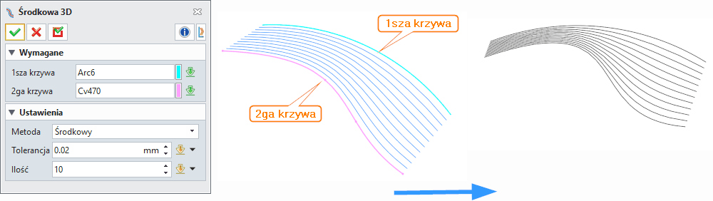 Szkic3D Mediana przestrzenna 3D ZW3D Panel