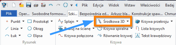 Szkic3D ZW3D Środkowa3D wstążka