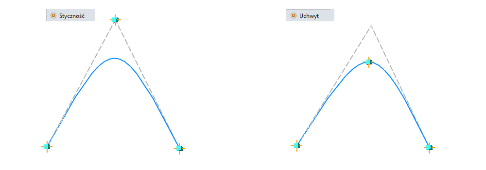 Szkic3D Trzypunktowa parabola opcje