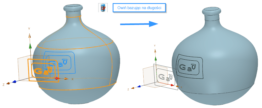 Szkic3D Zawiń na ścianie opcja1 ZW3D