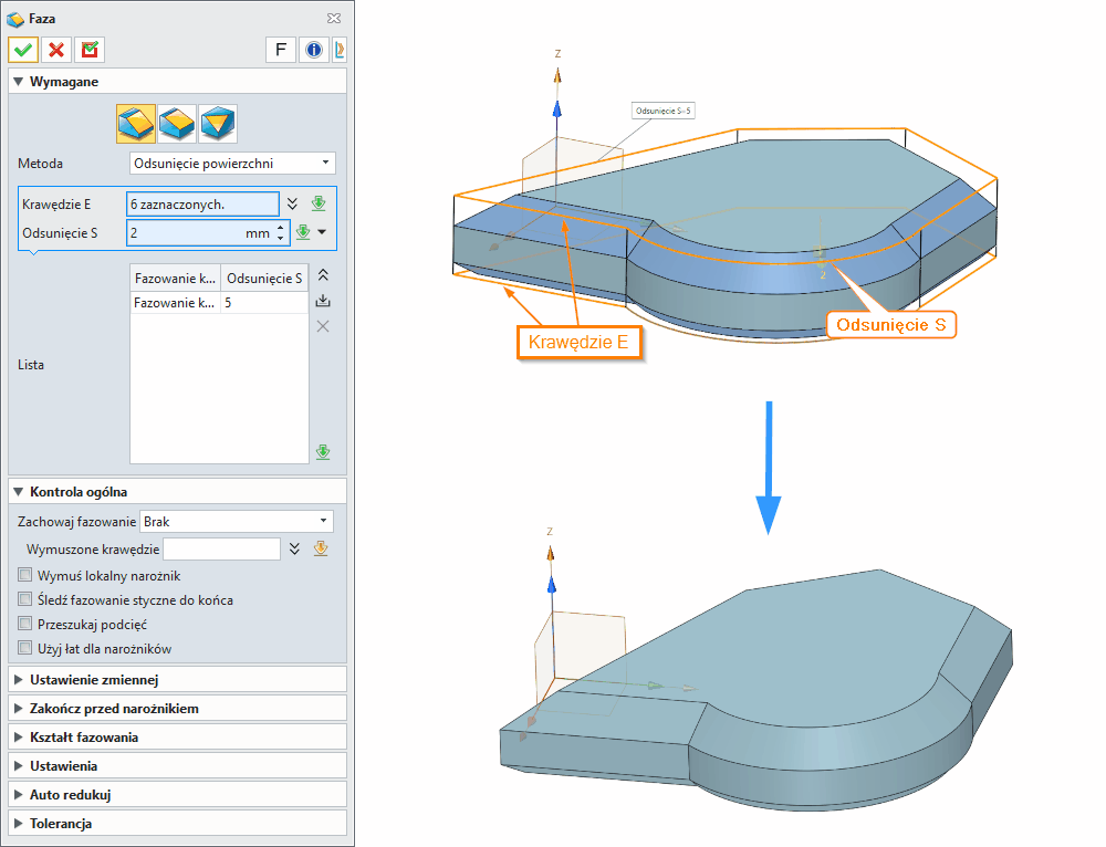 Operacje ZW3D Faza Panel