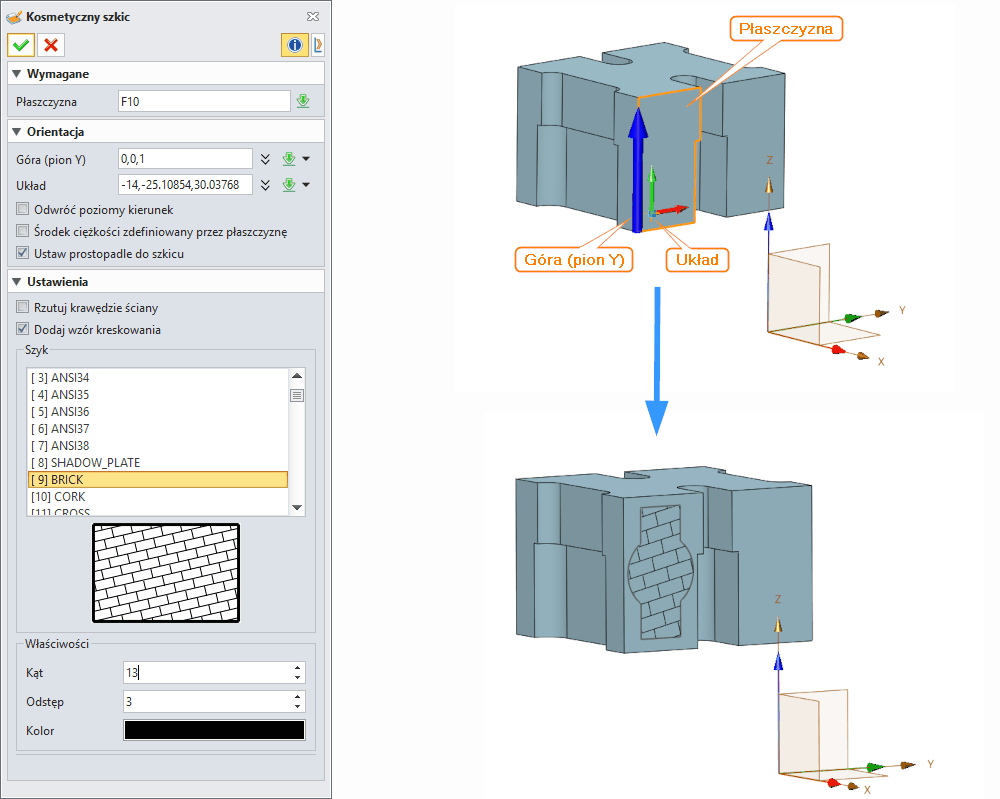 Operacje Kosmetyczny szkic ZW3D Panel
