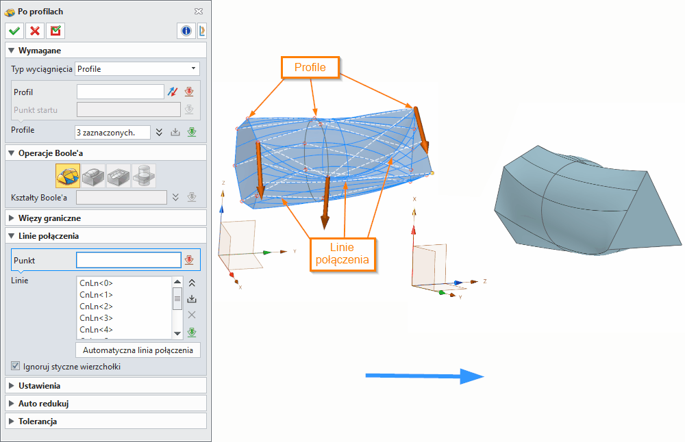 Operacje Po profilach ZW3D Panel