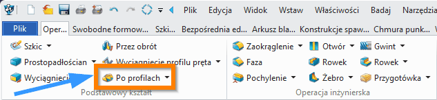 Operacje Po profilach wstazka