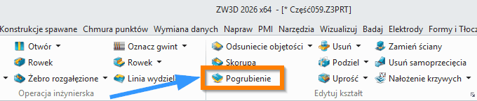 Operacje ZW3D Pogrubienie wstążka
