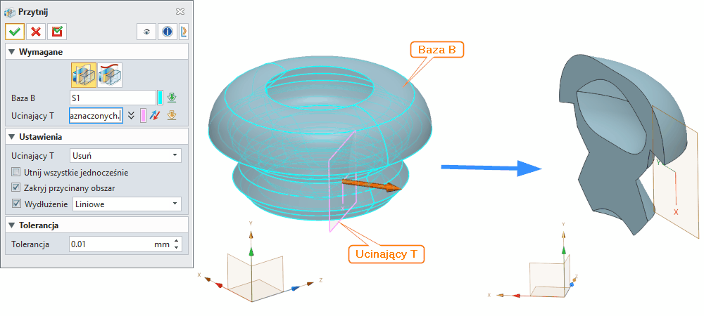 Operacje Przytnij ZW3D Panel