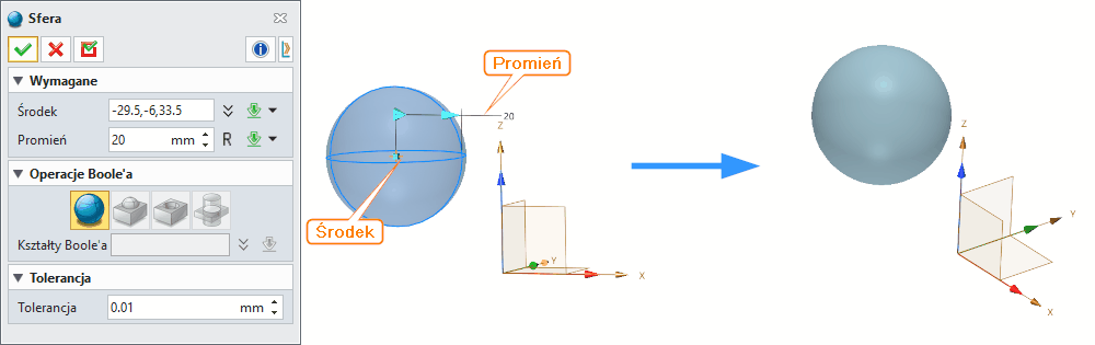 Operacje Sfera ZW3D Panel