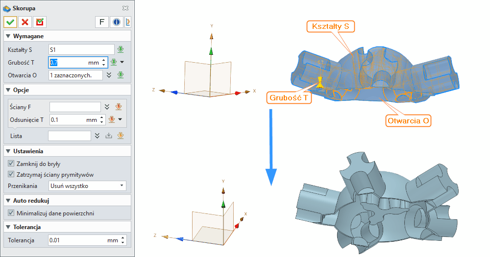 Operacje Skorupa ZW3D Panel
