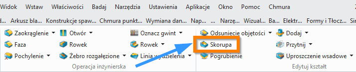 Operacje Skorupa ZW3D wstążka