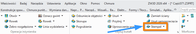 Operacje Stempel ZW3D wstążka