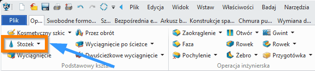 Operacje ZW3D Stożek wstążka