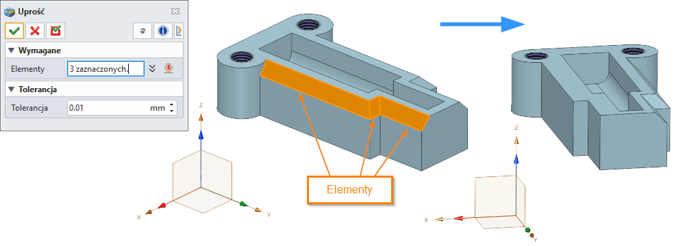 Operacje Uprość Panel ZW3D