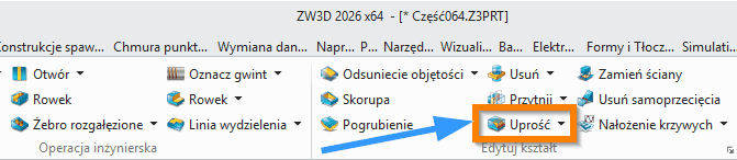 Operacje Uprość wstążka ZW3D