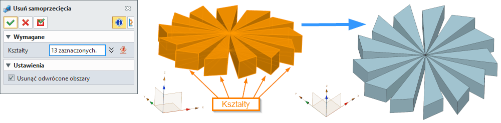 Operacje Usuń samoprzecięcia ZW3D Panel