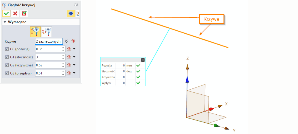 Szkic3D Ciągłość krzywej ZW3D Panel