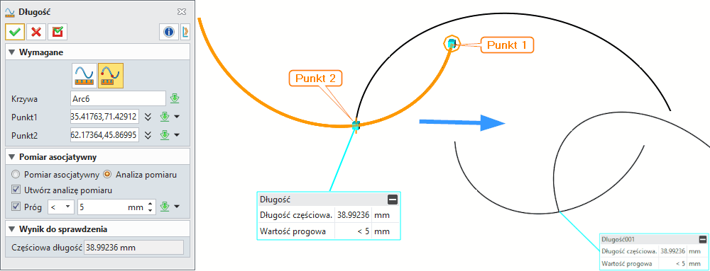 Szkic3D Długość Panel ZW3D Opcje