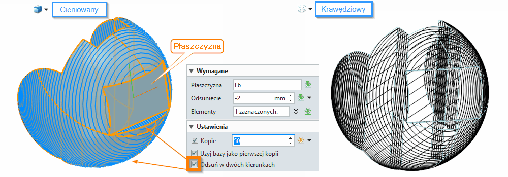 Szkic3D Profil ZW3D Opcje