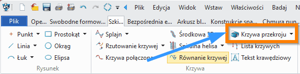 Szkic3D ZW3D Krzywa przekroju wstążka