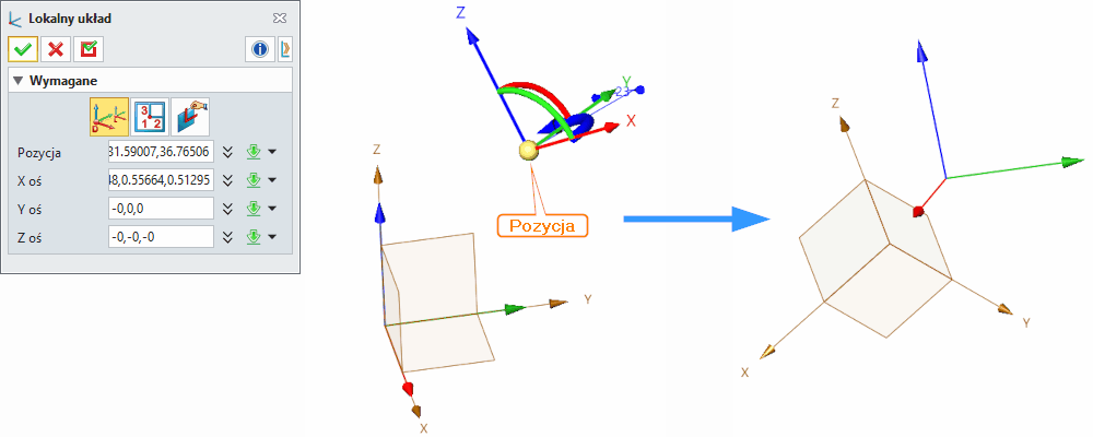 Szkic3D ZW3D Lokalny układ Panel