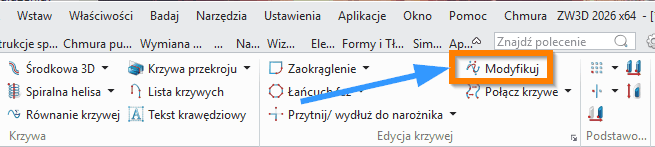 Szkic3D Modyfikuj ZW3D wstążka