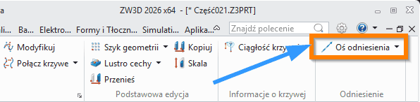 Szkic3D Oś odniesienia wstążka ZW3D