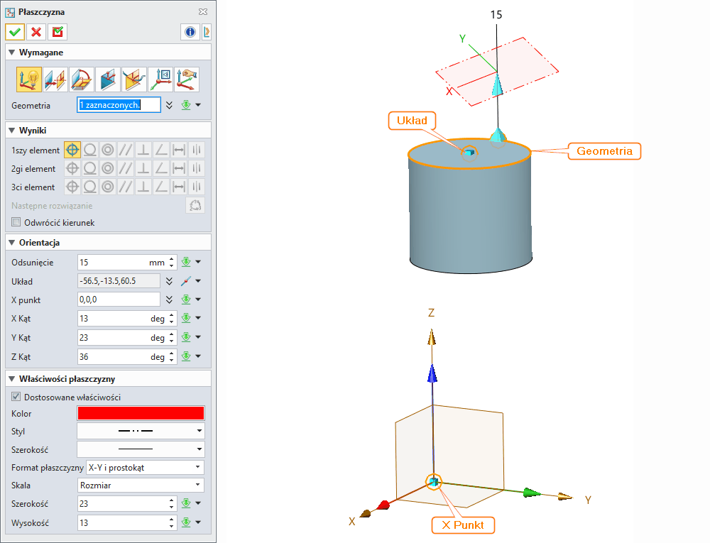 Szkic3D Płaszczyzna ZW3D Panel