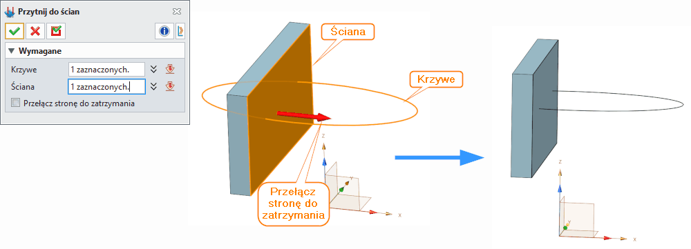 Szkic3D - ZW3D - Przytnij do ściany Panel
