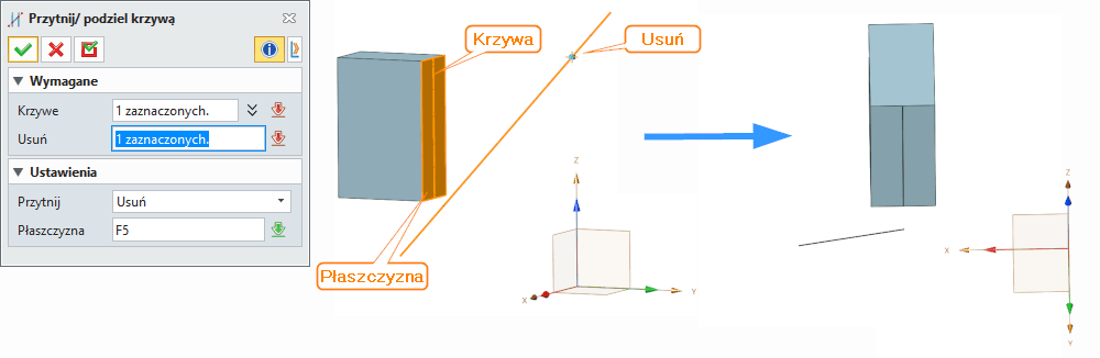 Szkic3D Przytnij podziel krzywą Panel2