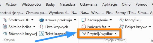 Szkic3D ZW3D - Przytnij - wydluż wstążka