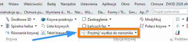 Szkic3D Przytnij wydluz do naroznika wstazka