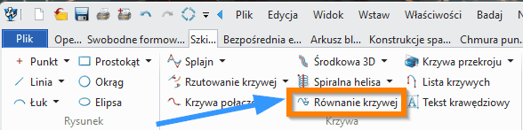 Szkic3D Równanie krzywej ZW3D wstążka