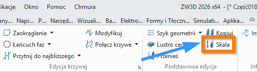 Szkic3D Skala - wstążka ZW3D