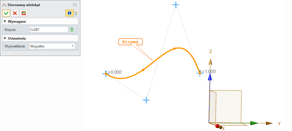 Szkic3D Sterowany wielokąt Panel ZW3D