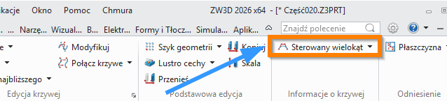 Szkic3D Sterowany wielokąt wstążka ZW3D
