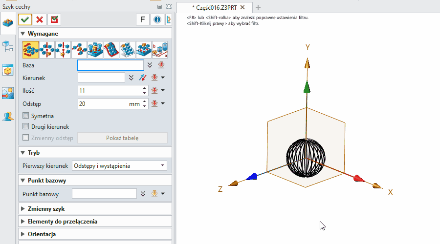 Szkic3D Szyk cechy - film