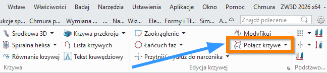 Szkic3d Polacz krzywe wstazka