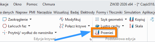 Szkic3d Przenieś ZW3D wstążka