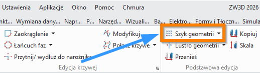 Szkic3d ZW3D - Szyk geometrii wstążka