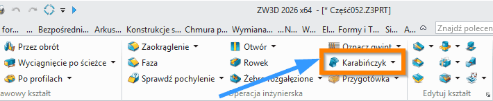 operacje ZW3D Karabińczyk wstążka