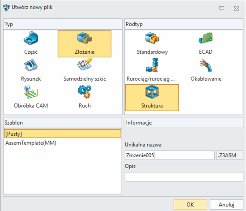 Punkt dostępu do projektowania elementów konstrukcyjnych
