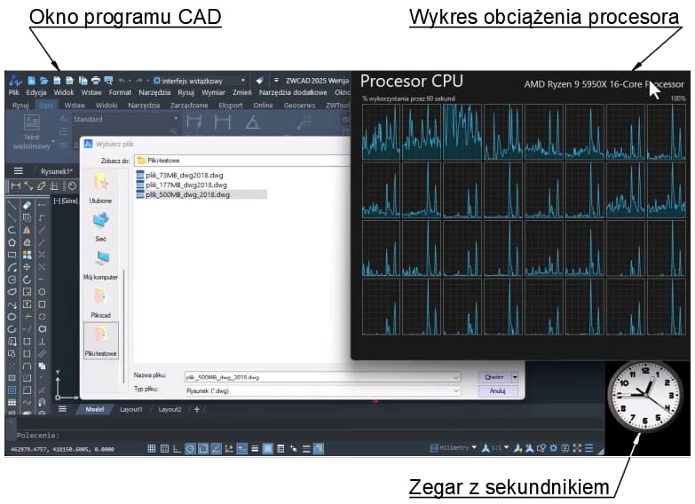 porownanie zwcad autocad okno pomiarowe