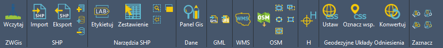 Wstążka ZWGis 2025 w aplikacji ZWGeo