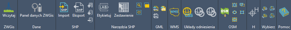 Wstążka ZWMaps w nakładce ZWGis